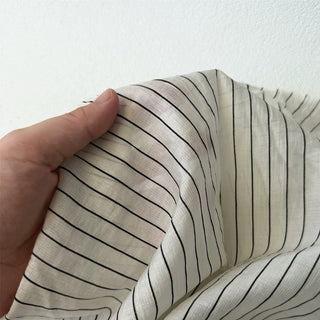 Japanese Fashion Designer Stripes Off-White Non-Stretch Tencel™ / Lyocell Cotton Blended Plain Woven DS27608