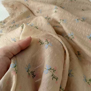 Japanese Fashion Designer Floral Brown Non-Stretch Tencel™ / Lyocell Cotton Blended Dobby Jacquard DS27609