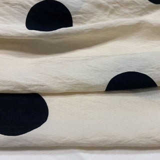 Yardblox Exclusive Japanese Luxury Designer Dot/Polka Dot Off-White/Black Non-Stretch Sand Washed Cotton LENZING™ ECOVERO™ Viscose Blended Plain Woven DS28501