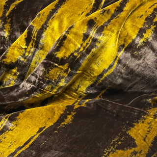Italian Fashion Designer Abstract Yellow Non-Stretch Burnout Mulberry Silk Devore Velvet DS28507 -40 Momme