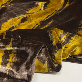 Italian Fashion Designer Abstract Yellow Non-Stretch Burnout Mulberry Silk Devore Velvet DS28507 -40 Momme