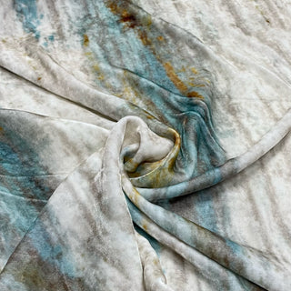 Italian Fashion Designer Abstract Off-White Non-Stretch Burnout Mulberry Silk Devore Velvet DS28508 -40 Momme