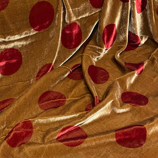 Italian Fashion Designer Polka Dot Brown Non-Stretch Mulberry Silk Velvet DS28509 -40 Momme