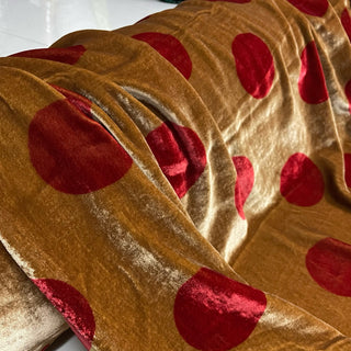 Italian Fashion Designer Polka Dot Brown Non-Stretch Mulberry Silk Velvet DS28509 -40 Momme