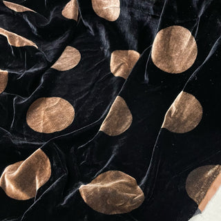 Italian Fashion Designer Polka Dot Black Non-Stretch Mulberry Silk Velvet DS28510 -40 Momme