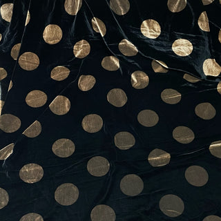 Italian Fashion Designer Polka Dot Black Non-Stretch Mulberry Silk Velvet DS28510 -40 Momme
