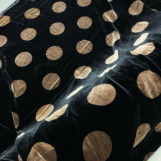 Italian Fashion Designer Polka Dot Black Non-Stretch Mulberry Silk Velvet DS28510 -40 Momme