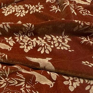 Japanese Luxury Designer Botanical Brown Non-Stretch Mulberry Silk Velvet DS28512 -40 Momme