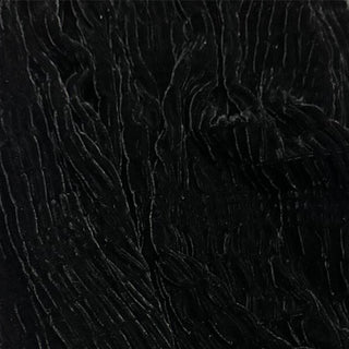 Japanese Fashion Designer Solid Black Non-Stretch Smocked / Shirred Mulberry Silk Velvet DS28521 -35 Momme