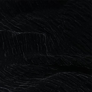 Japanese Fashion Designer Solid Black Non-Stretch Smocked / Shirred Mulberry Silk Velvet DS28521 -35 Momme
