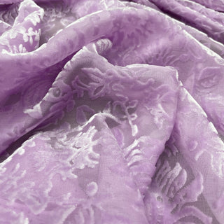 Italian Fashion Designer Floral Purple Non-Stretch Burnout Mulberry Silk Devore Velvet DS28522 -20 Momme