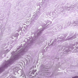 Italian Fashion Designer Floral Purple Non-Stretch Burnout Mulberry Silk Devore Velvet DS28522 -20 Momme