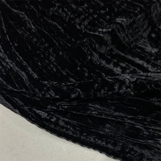 Japanese Luxury Designer Solid Black Non-Stretch Crinkled Mulberry Silk Velvet DS28525 -50 Momme