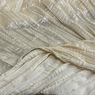 Japanese Luxury Designer Solid Off-White Non-Stretch Crinkled Mulberry Silk Velvet DS28526 -50 Momme