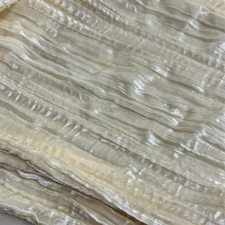 Japanese Luxury Designer Solid Off-White Non-Stretch Crinkled Mulberry Silk Velvet DS28526 -50 Momme