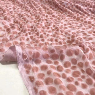 Italian Fashion Designer Polka Dot Pink Non-Stretch Burnout Mulberry Silk Devore Velvet DS28527 -17 Momme