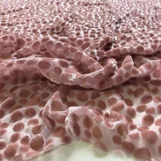 Italian Fashion Designer Polka Dot Pink Non-Stretch Burnout Mulberry Silk Devore Velvet DS28527 -17 Momme