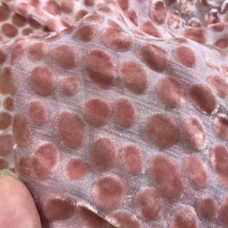 Italian Fashion Designer Polka Dot Pink Non-Stretch Burnout Mulberry Silk Devore Velvet DS28527 -17 Momme