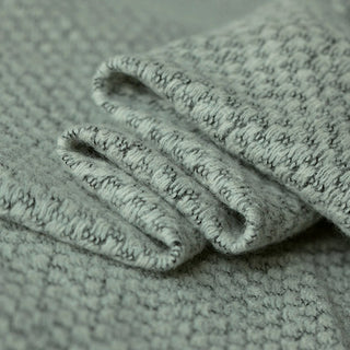 Italian Fashion Designer Solid Gray Stretch Wool Jacquard Sweater Knit DS28529