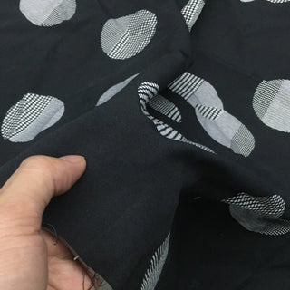 Japanese Fashion Designer Polka Dot Black Non-Stretch Linen Cotton Blended Plain Woven DS28601
