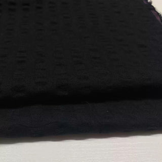 French Fashion Designer Solid Black Non-Stretch Salt Shrinking / Puckered Cotton Seersucker DS28603