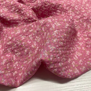 French Fashion Designer Floral Red Non-Stretch Salt Shrinking / Puckered Cotton Seersucker DS28605