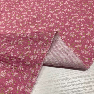 French Fashion Designer Floral Red Non-Stretch Salt Shrinking / Puckered Cotton Seersucker DS28605