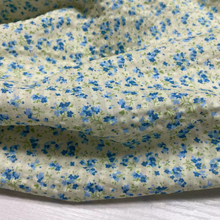 French Fashion Designer Floral Blue Non-Stretch Salt Shrinking / Puckered Cotton Seersucker DS28606