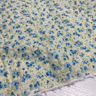 French Fashion Designer Floral Blue Non-Stretch Salt Shrinking / Puckered Cotton Seersucker DS28606
