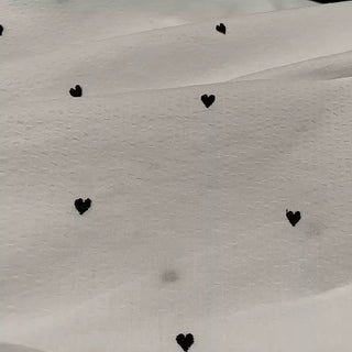 Korean Fashion Designer Hearts White Non-Stretch Salt Shrinking / Puckered Cotton Seersucker DS28607