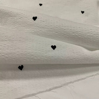 Korean Fashion Designer Hearts White Non-Stretch Salt Shrinking / Puckered Cotton Seersucker DS28607