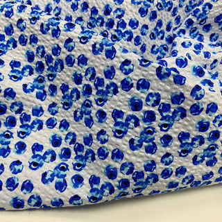 Korean Fashion Designer Floral Blue Non-Stretch Salt Shrinking / Puckered Cotton Seersucker DS28610
