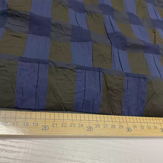 Korean Fashion Designer Gingham Blue Non-Stretch Salt Shrinking / Puckered Cotton Seersucker DS28611