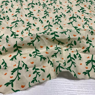 Japanese Fashion Designer Floral Off-White Non-Stretch Salt Shrinking / Puckered Cotton Plain Woven DS28612