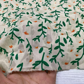 Japanese Fashion Designer Floral Off-White Non-Stretch Salt Shrinking / Puckered Cotton Plain Woven DS28612