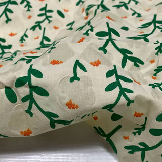 Japanese Fashion Designer Floral Off-White Non-Stretch Salt Shrinking / Puckered Cotton Plain Woven DS28612