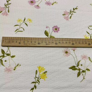 Italian Fashion Designer Floral White Non-Stretch Salt Shrinking / Puckered Cotton Seersucker DS28615