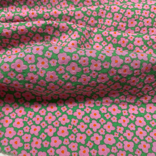Italian Fashion Designer Floral Pink Non-Stretch Salt Shrinking / Puckered Cotton Seersucker DS28616