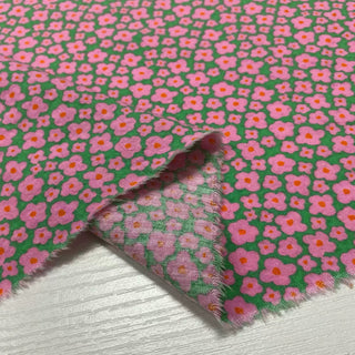 Italian Fashion Designer Floral Pink Non-Stretch Salt Shrinking / Puckered Cotton Seersucker DS28616