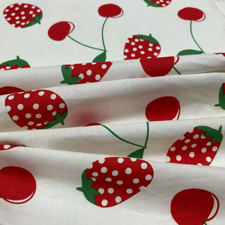 Japanese Fashion Designer Fruits and Vegetables Off-White Non-Stretch Combed Cotton Plain Woven DS28617