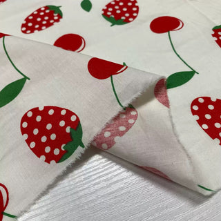 Japanese Fashion Designer Fruits and Vegetables Off-White Non-Stretch Combed Cotton Plain Woven DS28617