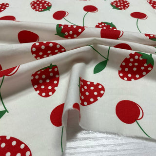 Japanese Fashion Designer Fruits and Vegetables Off-White Non-Stretch Combed Cotton Plain Woven DS28617
