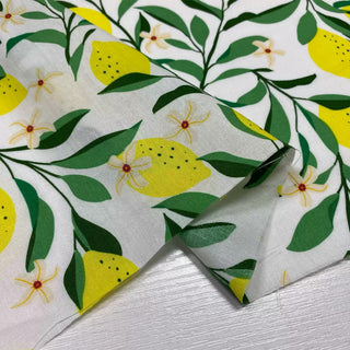 Japanese Fashion Designer Fruits and Vegetables White Non-Stretch Combed Cotton Broadcloth Poplin DS28618