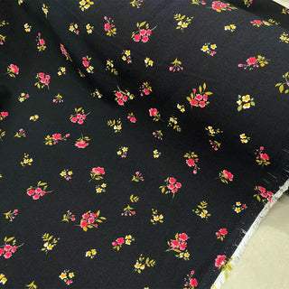 Italian Fashion Designer Floral Black Non-Stretch Tencel™ / Lyocell Cotton Blended Plain Woven DS28619