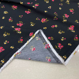 Italian Fashion Designer Floral Black Non-Stretch Tencel™ / Lyocell Cotton Blended Plain Woven DS28619