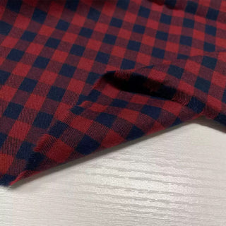 Korean Designer Gingham Red Non-Stretch Peached Cotton Flannel DS28620