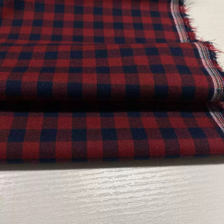Korean Designer Gingham Red Non-Stretch Peached Cotton Flannel DS28620