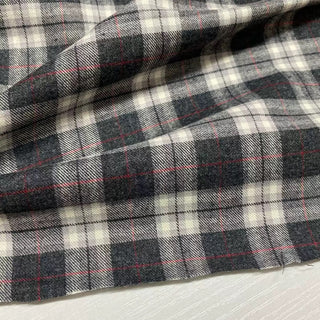 Korean Designer Plaid Gray Non-Stretch Peached Cotton Flannel DS28621