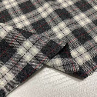 Korean Designer Plaid Gray Non-Stretch Peached Cotton Flannel DS28621