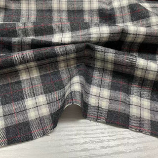 Korean Designer Plaid Gray Non-Stretch Peached Cotton Flannel DS28621